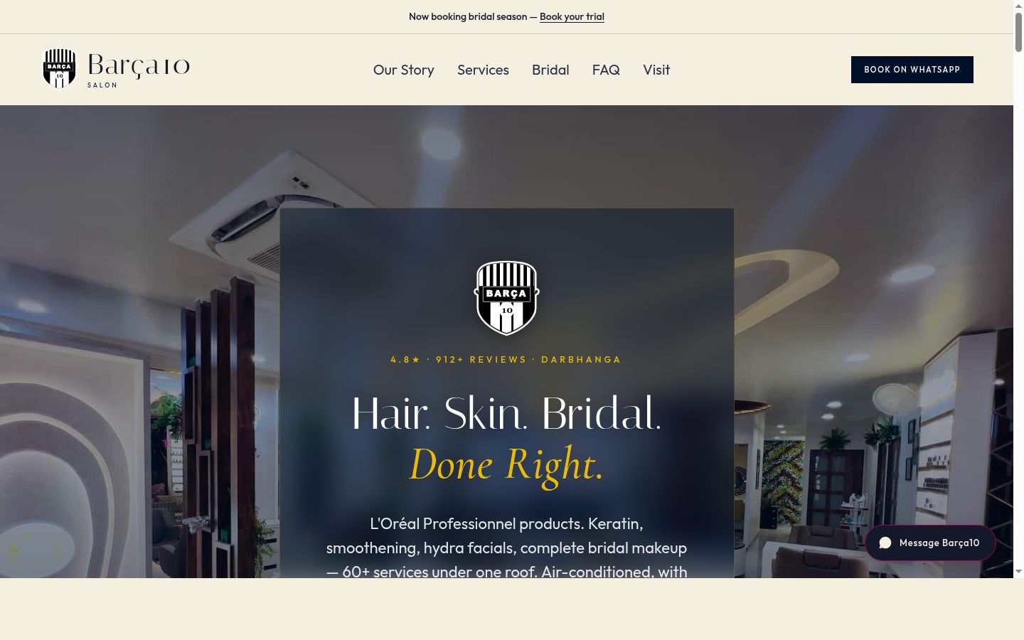 Screenshot of Barça10 Salon website