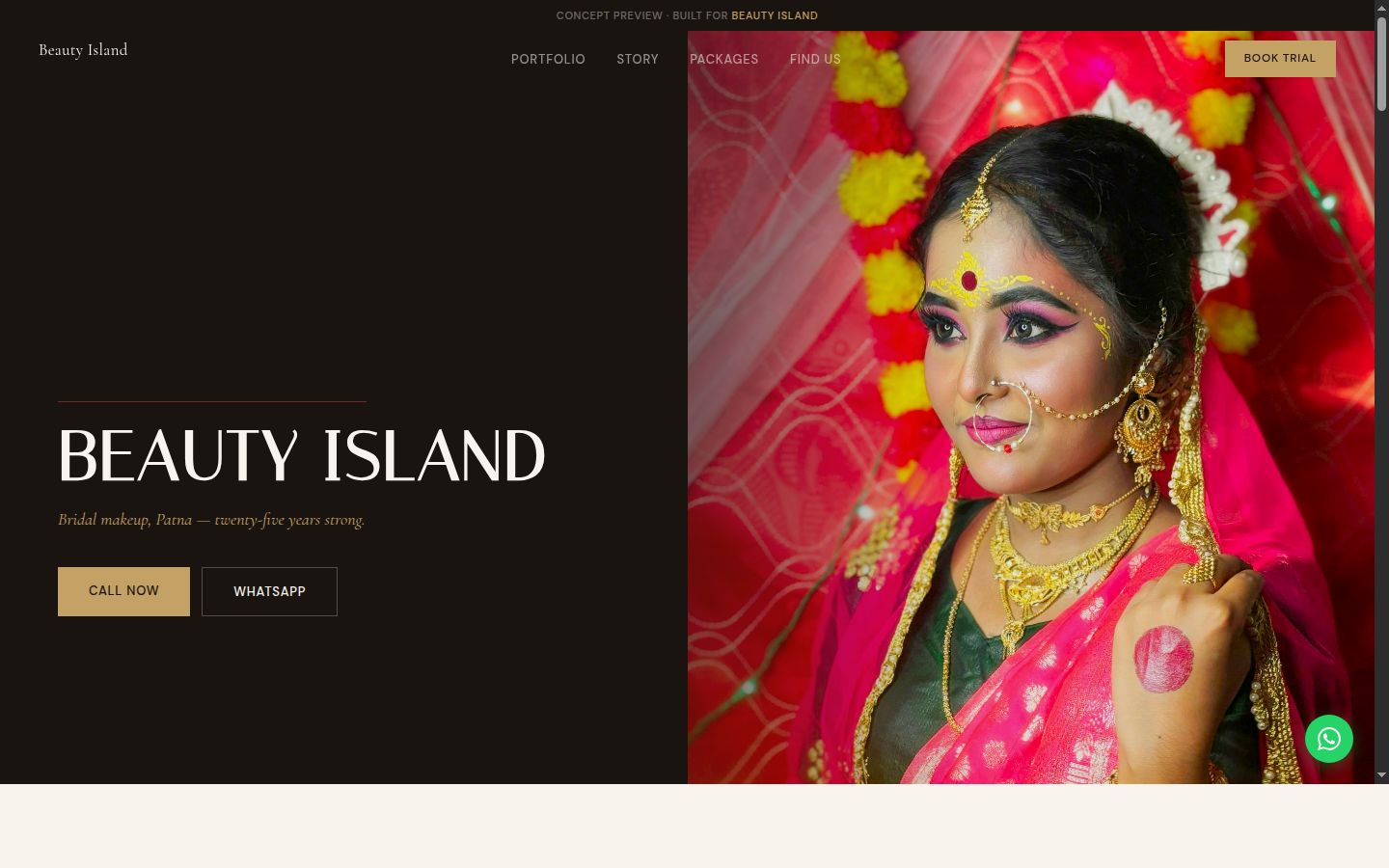 Screenshot of Beauty Island Salon website