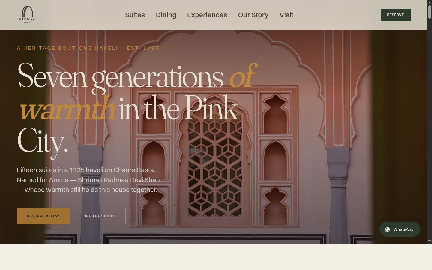 Screenshot of Padmaaja Jaipur website