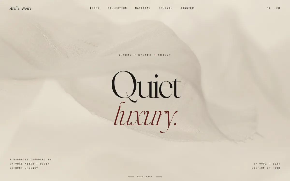 Atelier Noire — live interactive site