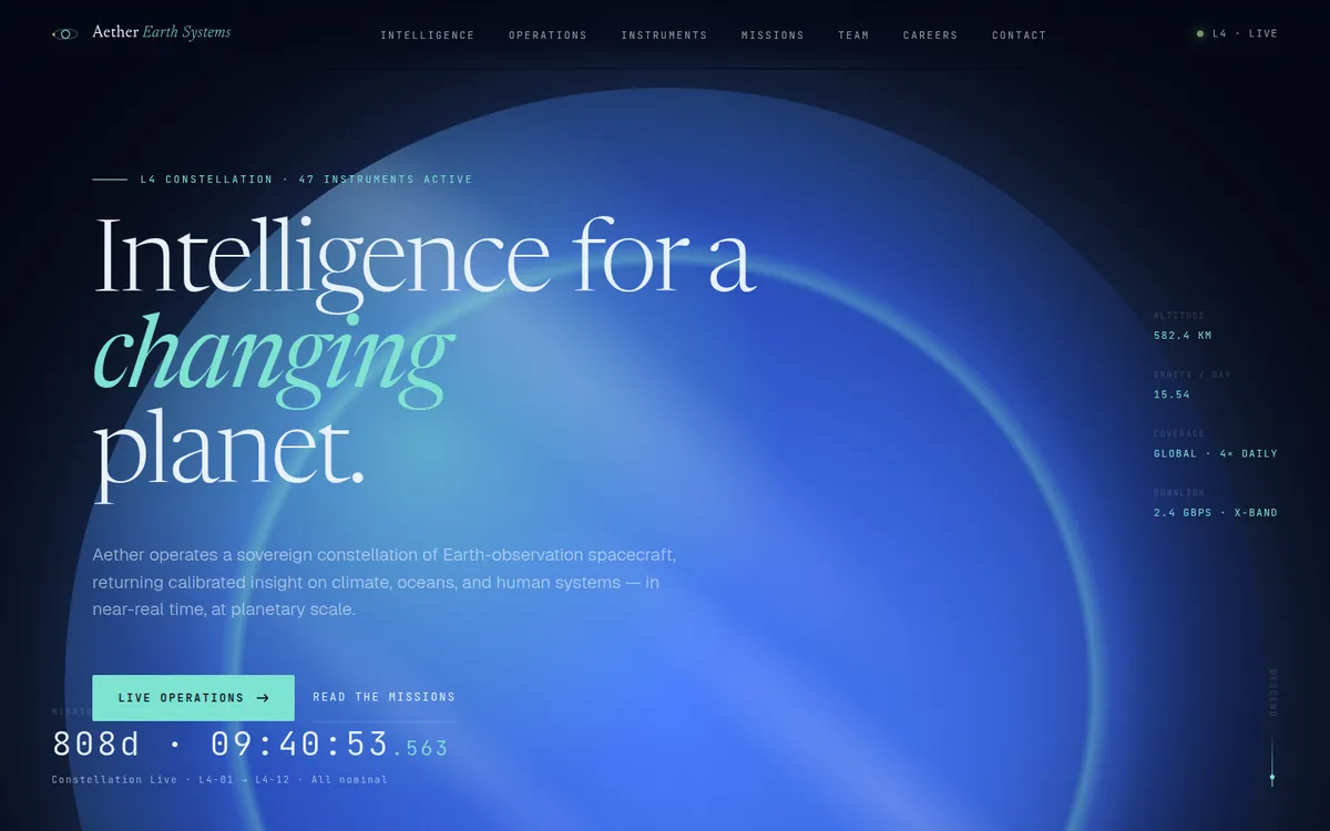 Aether Earth Systems — live interactive site