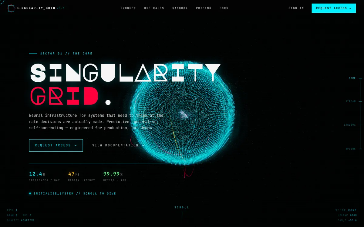 Singularity Grid — live interactive site